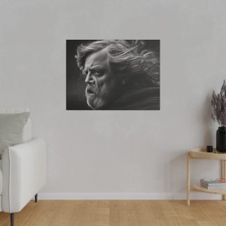Luke Hair Blowing in the Wind Black & White Matte Canvas, Stretched, 0.75"